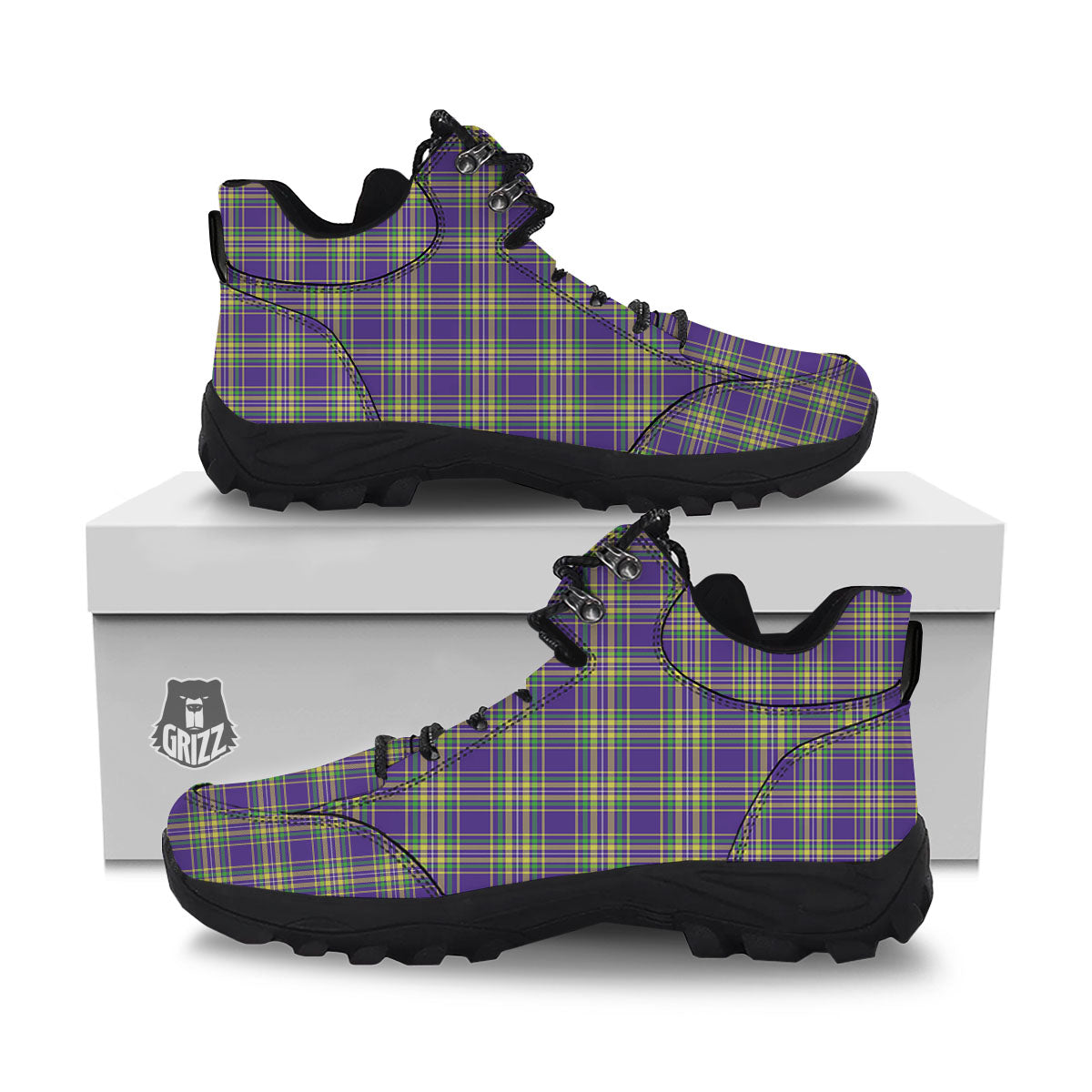 Tartan Plaid Mardi Gras Print Pattern Hiking Shoes-grizzshop
