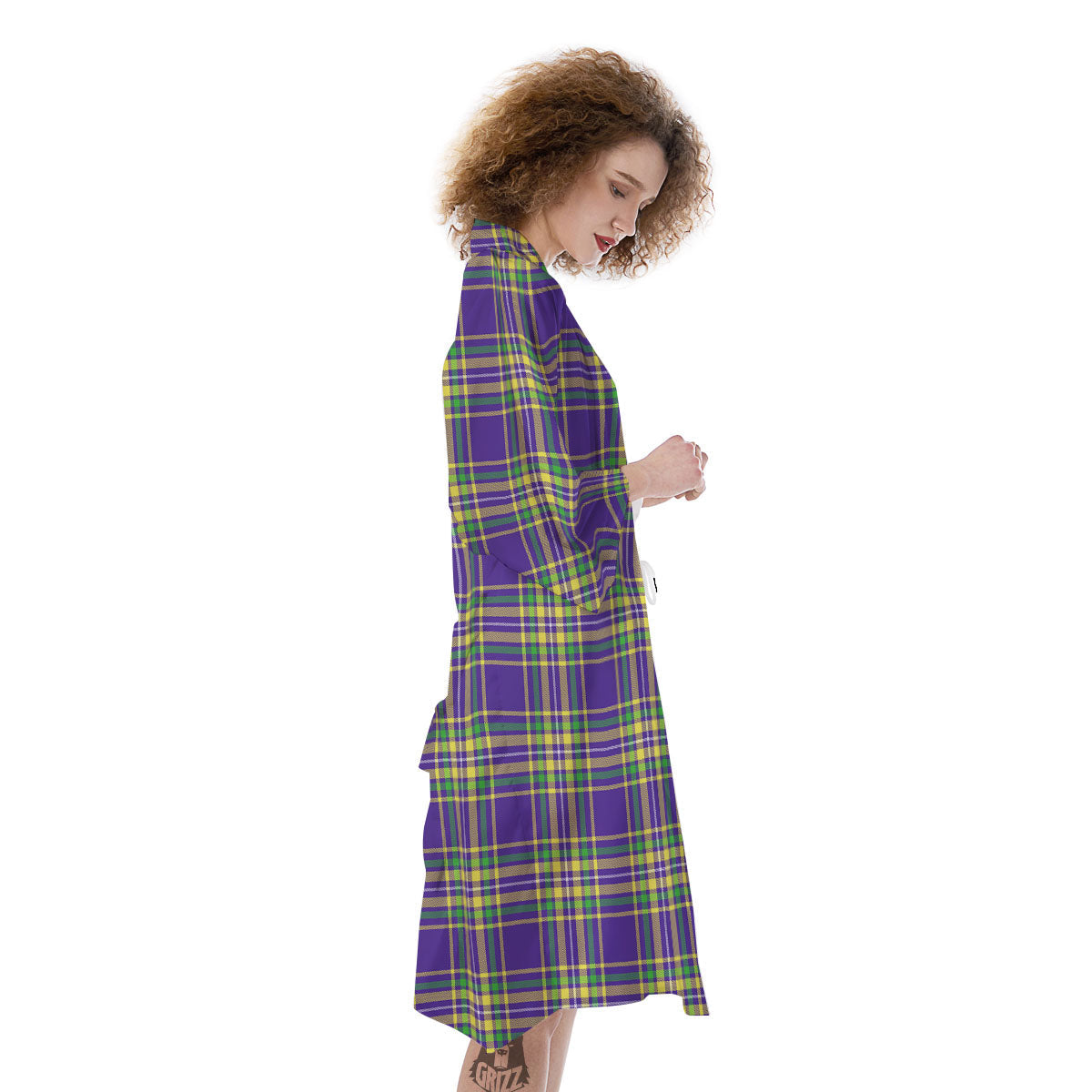 Tartan Plaid Mardi Gras Print Pattern Kimono-grizzshop