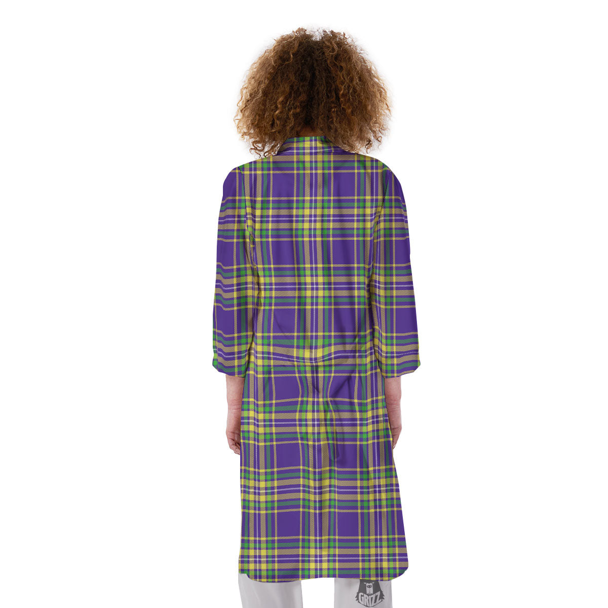 Tartan Plaid Mardi Gras Print Pattern Kimono-grizzshop
