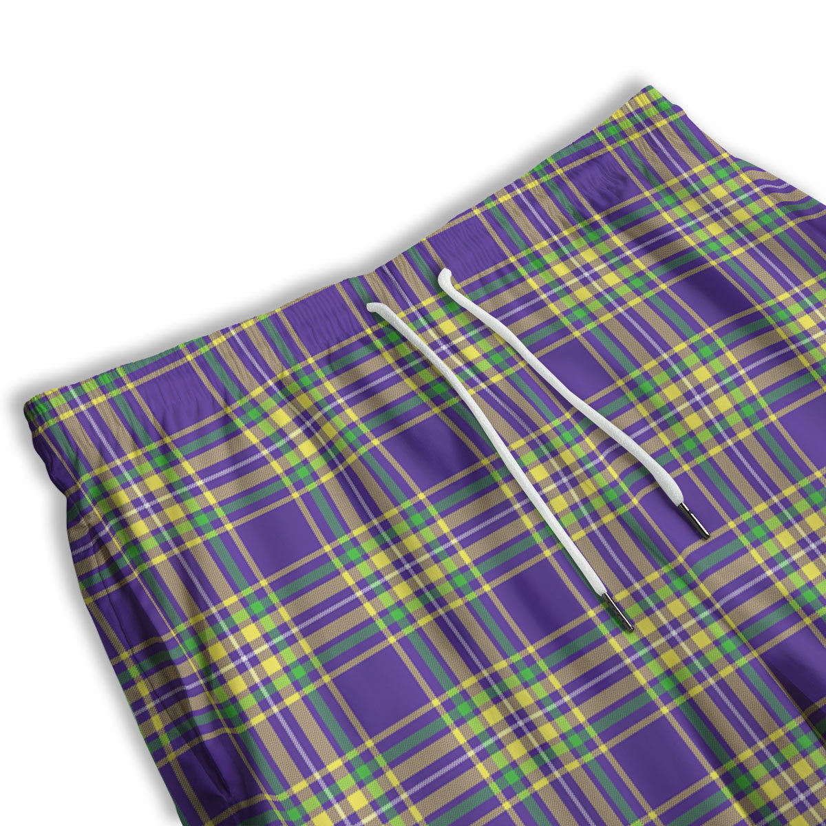 Tartan Plaid Mardi Gras Print Pattern Men's Athletic Shorts