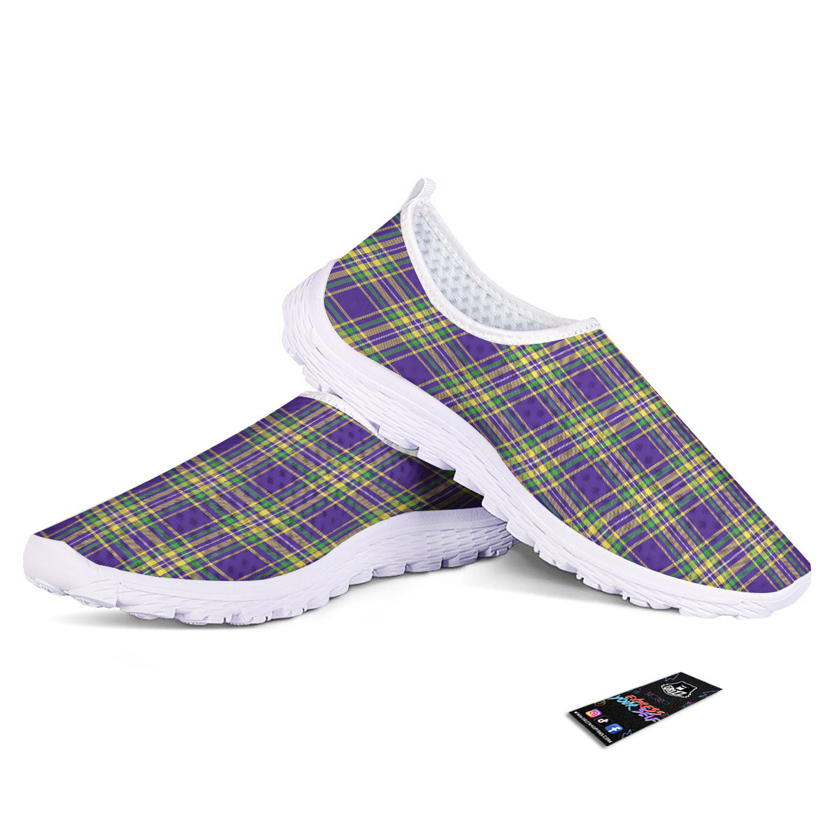 Tartan Plaid Mardi Gras Print Pattern Nurse Shoes-grizzshop
