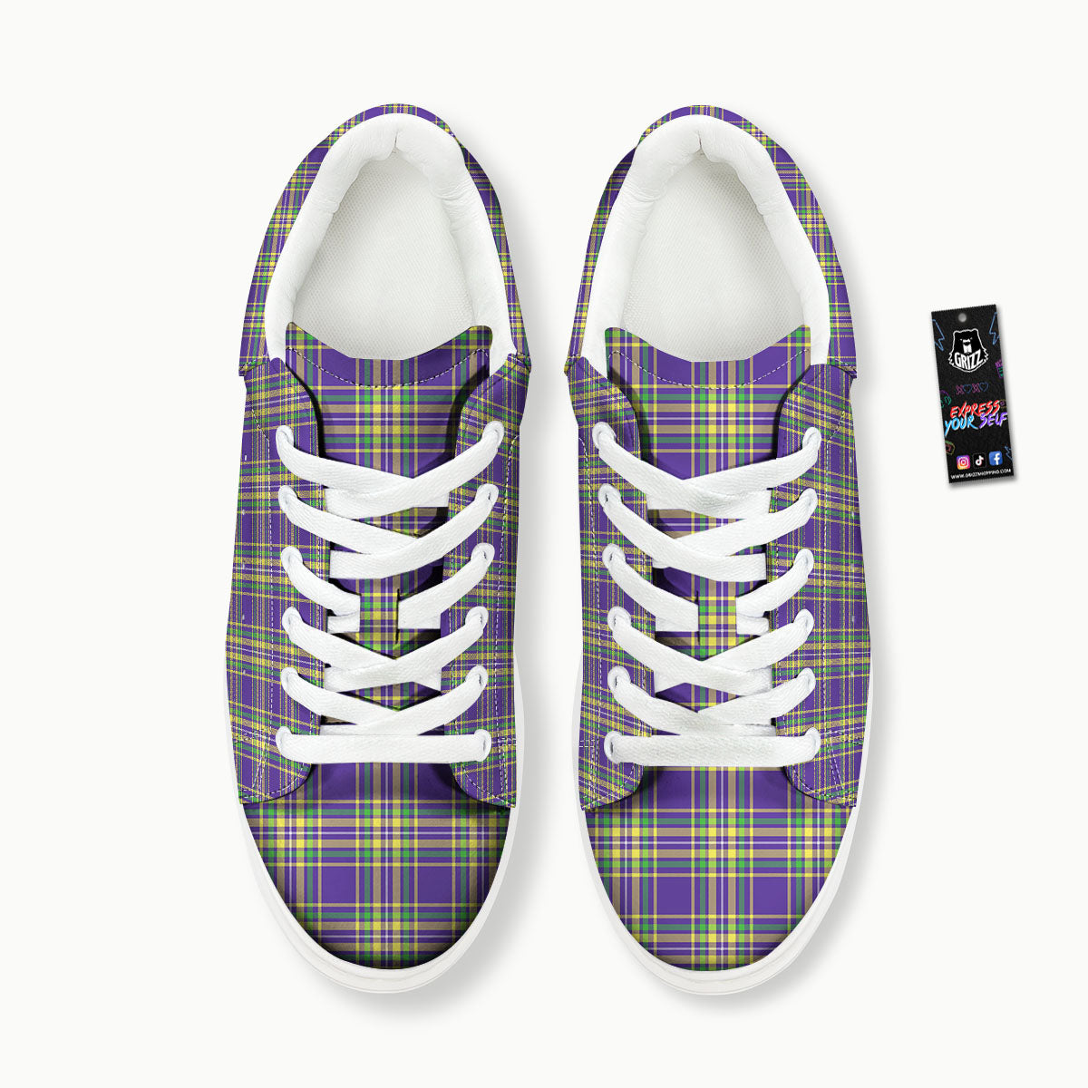 Tartan Plaid Mardi Gras Print Pattern Platform Shoes-grizzshop