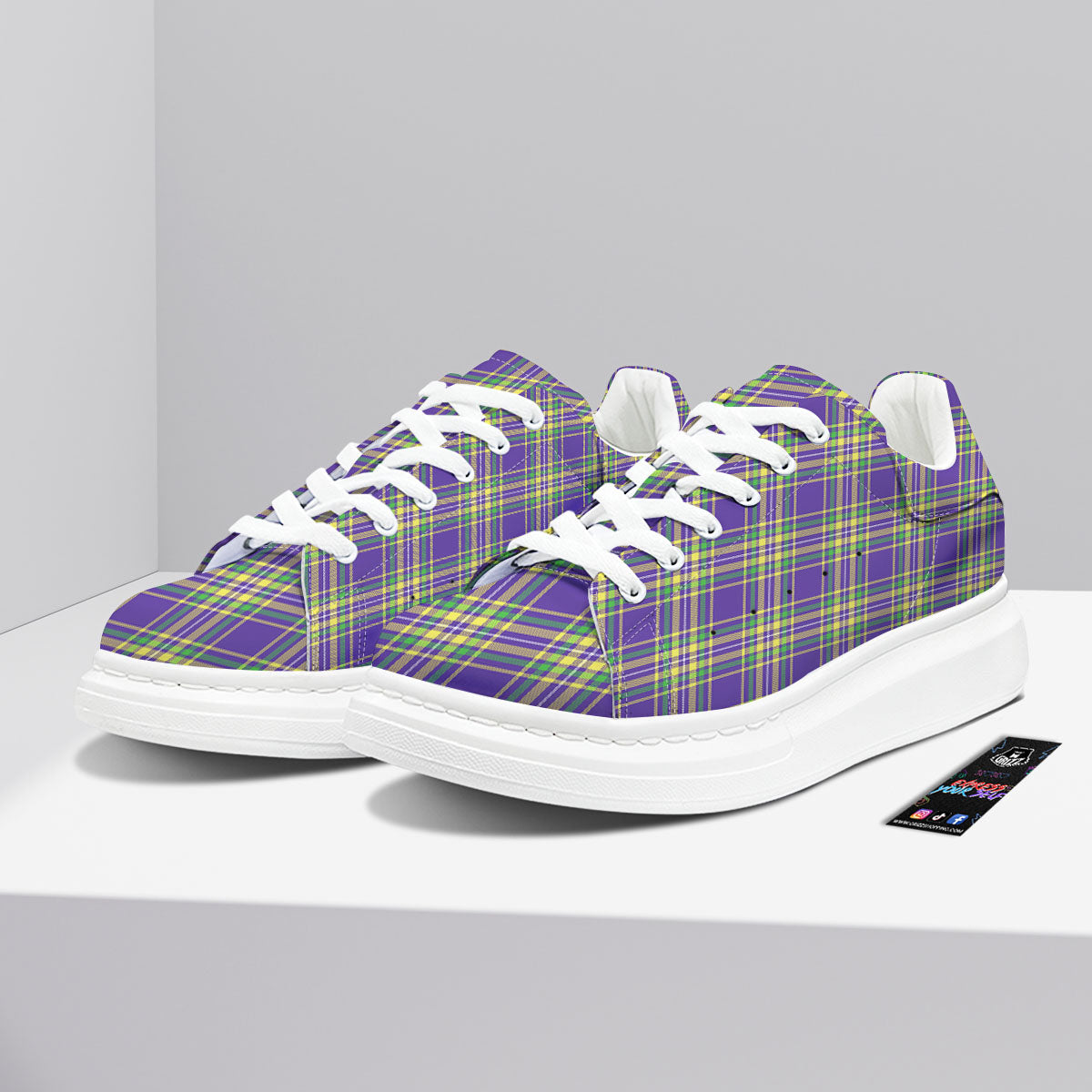 Tartan Plaid Mardi Gras Print Pattern Platform Shoes-grizzshop