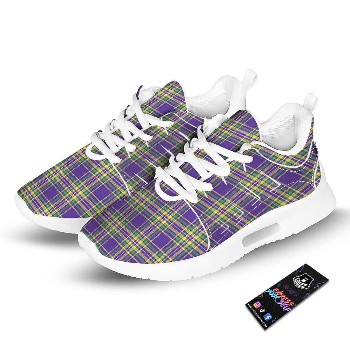 Tartan Plaid Mardi Gras Print Pattern Tennis Shoes-grizzshop