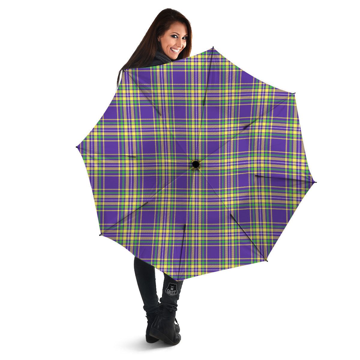Tartan Plaid Mardi Gras Print Pattern Umbrella-grizzshop