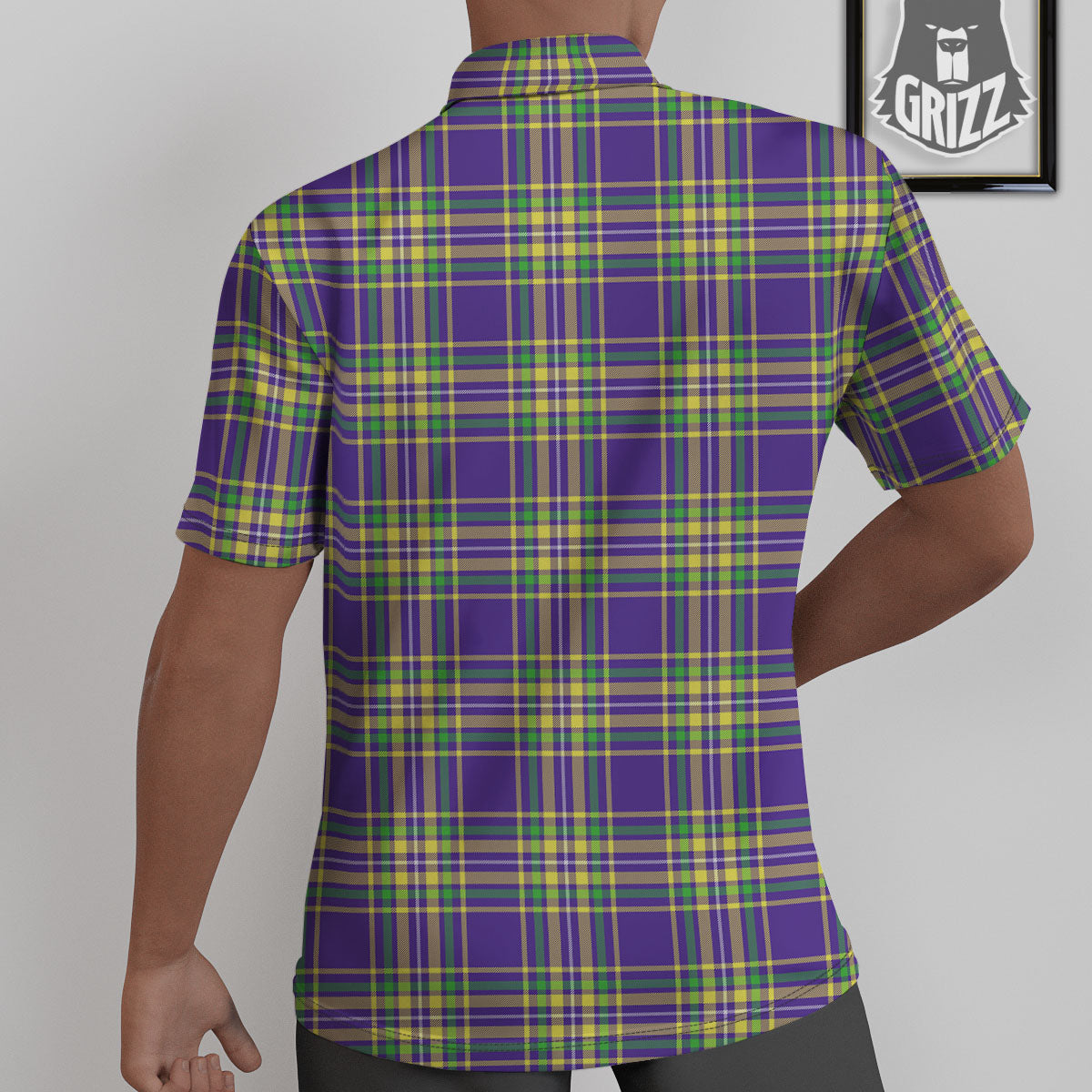 Tartan Plaid Mardi Gras Print Pattern Untucked Shirts-grizzshop