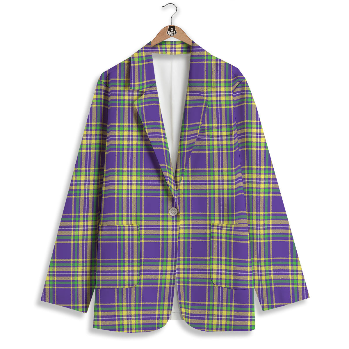 Tartan Plaid Mardi Gras Print Pattern Women's Blazer-grizzshop
