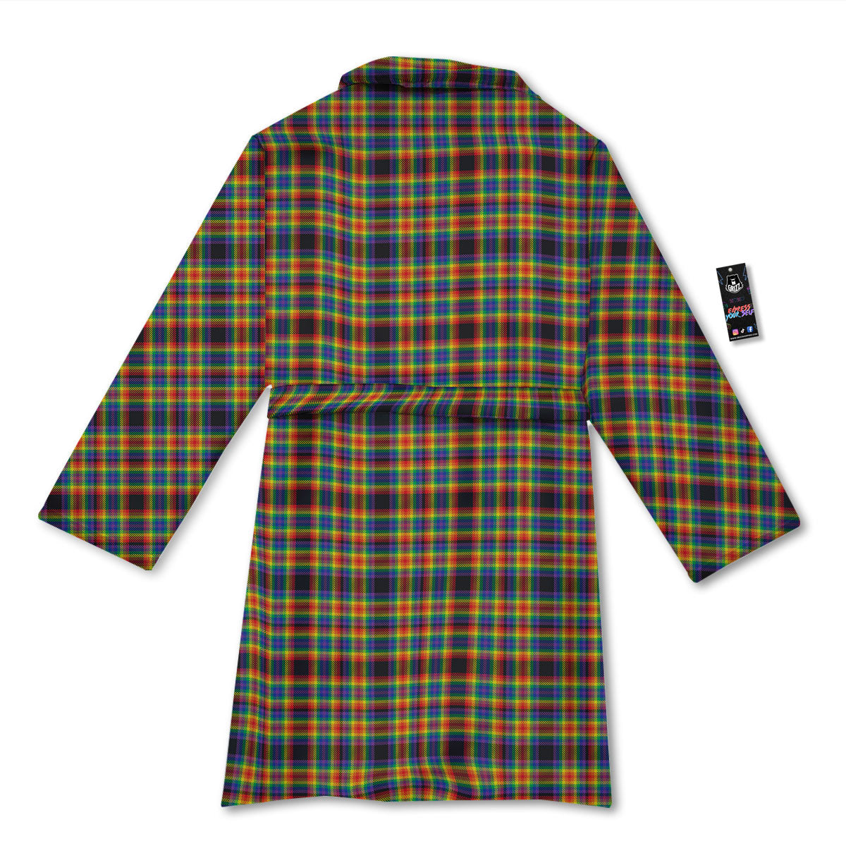 Tartan Rainbow Print Pattern Bathrobe-grizzshop