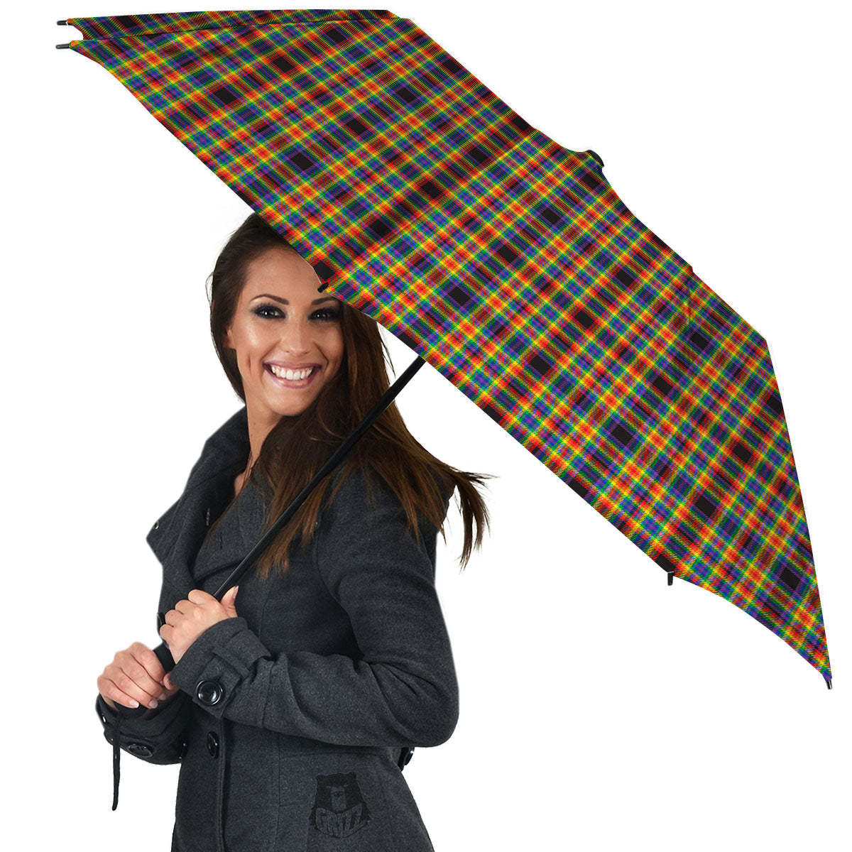 Tartan Rainbow Print Pattern Umbrella-grizzshop