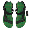 Tartan Saint Patrick's Day Print Black Open Toe Sandals-grizzshop