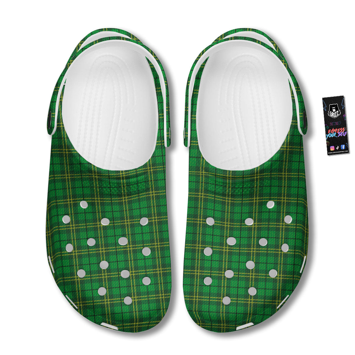 Tartan Saint Patrick's Day Print Clog-grizzshop