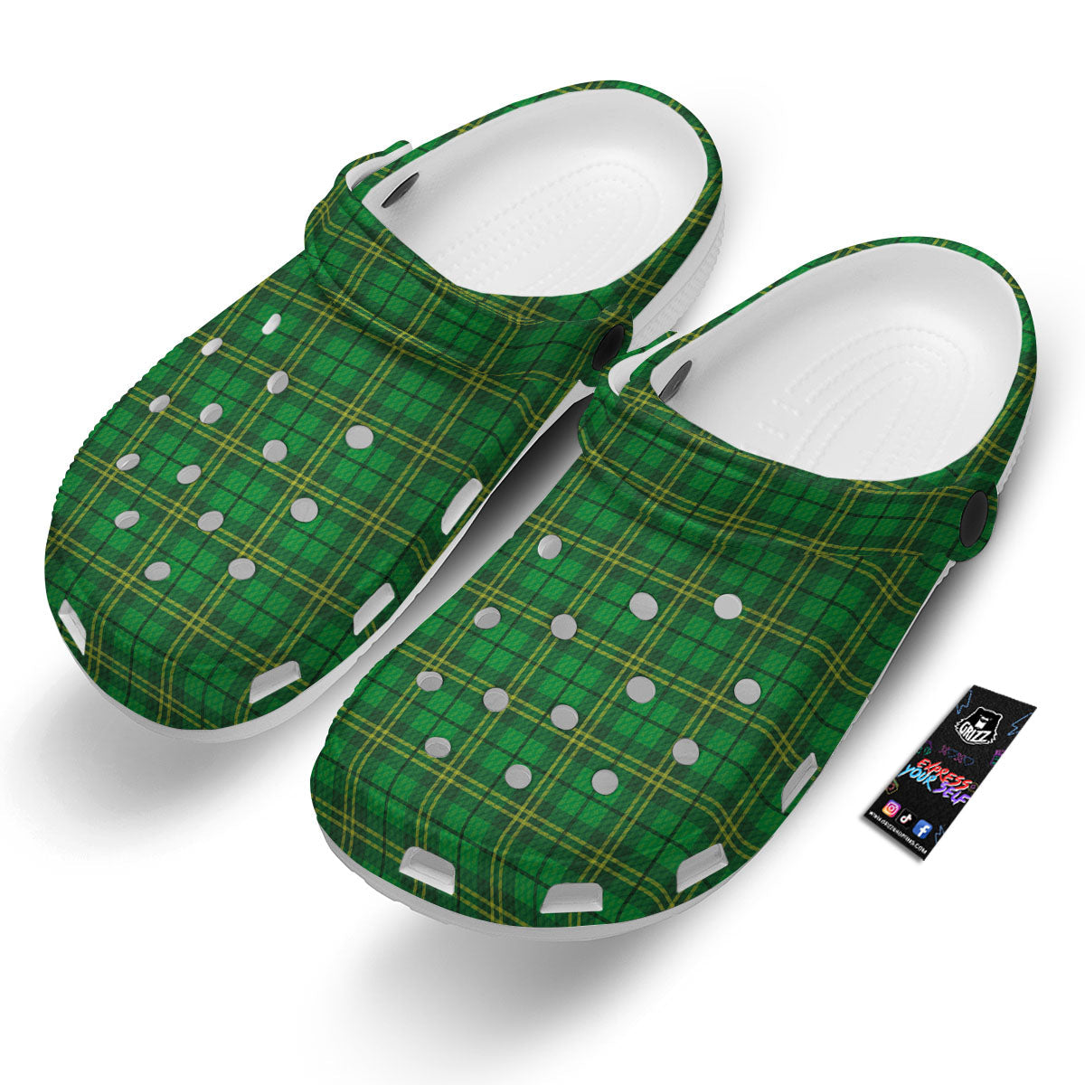 Tartan Saint Patrick's Day Print Clog-grizzshop