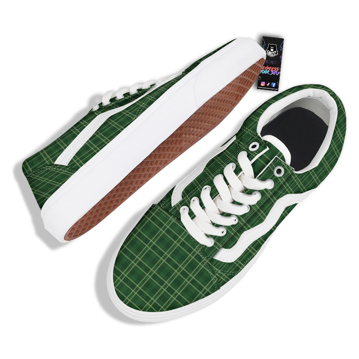 Tartan Saint Patrick's Day Print Pattern Skate Shoes-grizzshop