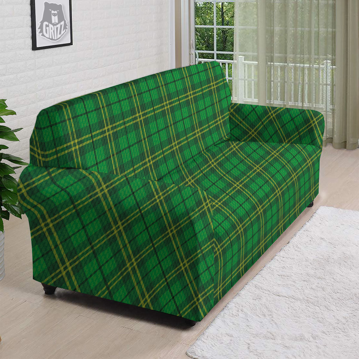 Tartan Saint Patrick's Day Print Sofa Cover-grizzshop