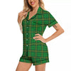 Tartan Saint Patrick's Day Print Women Silk Pajamas-grizzshop