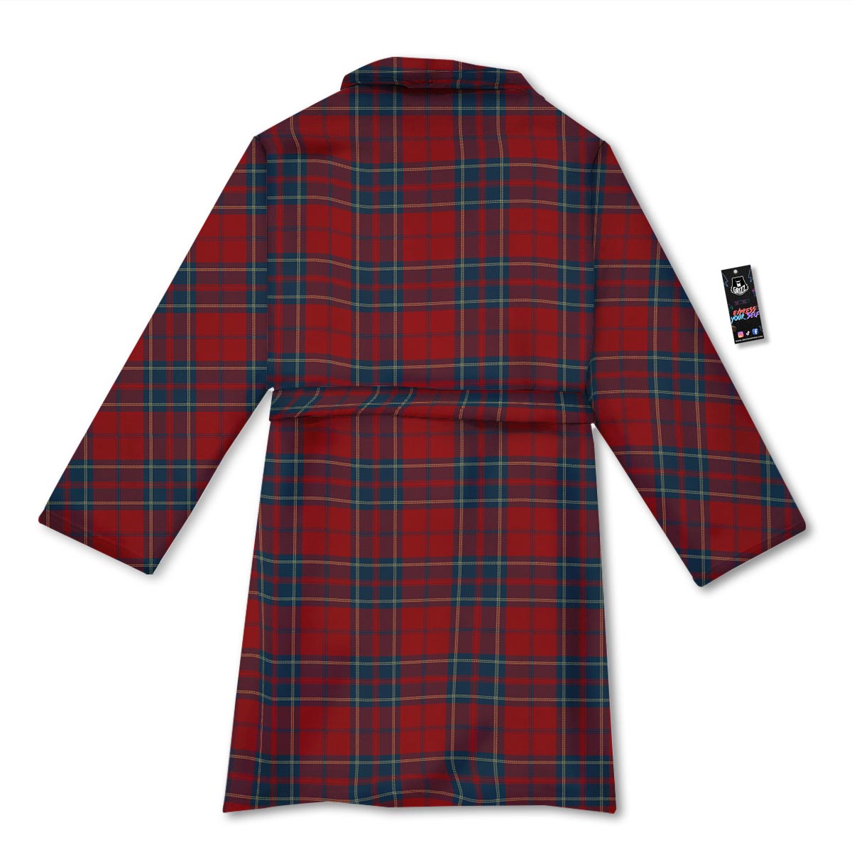 Tartan Scottish Red Print Pattern Bathrobe-grizzshop