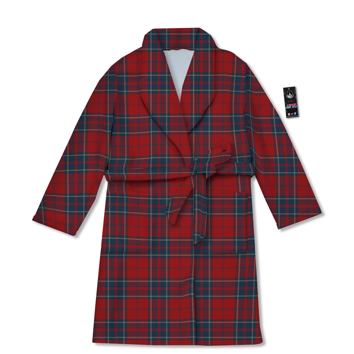 Tartan Scottish Red Print Pattern Bathrobe-grizzshop