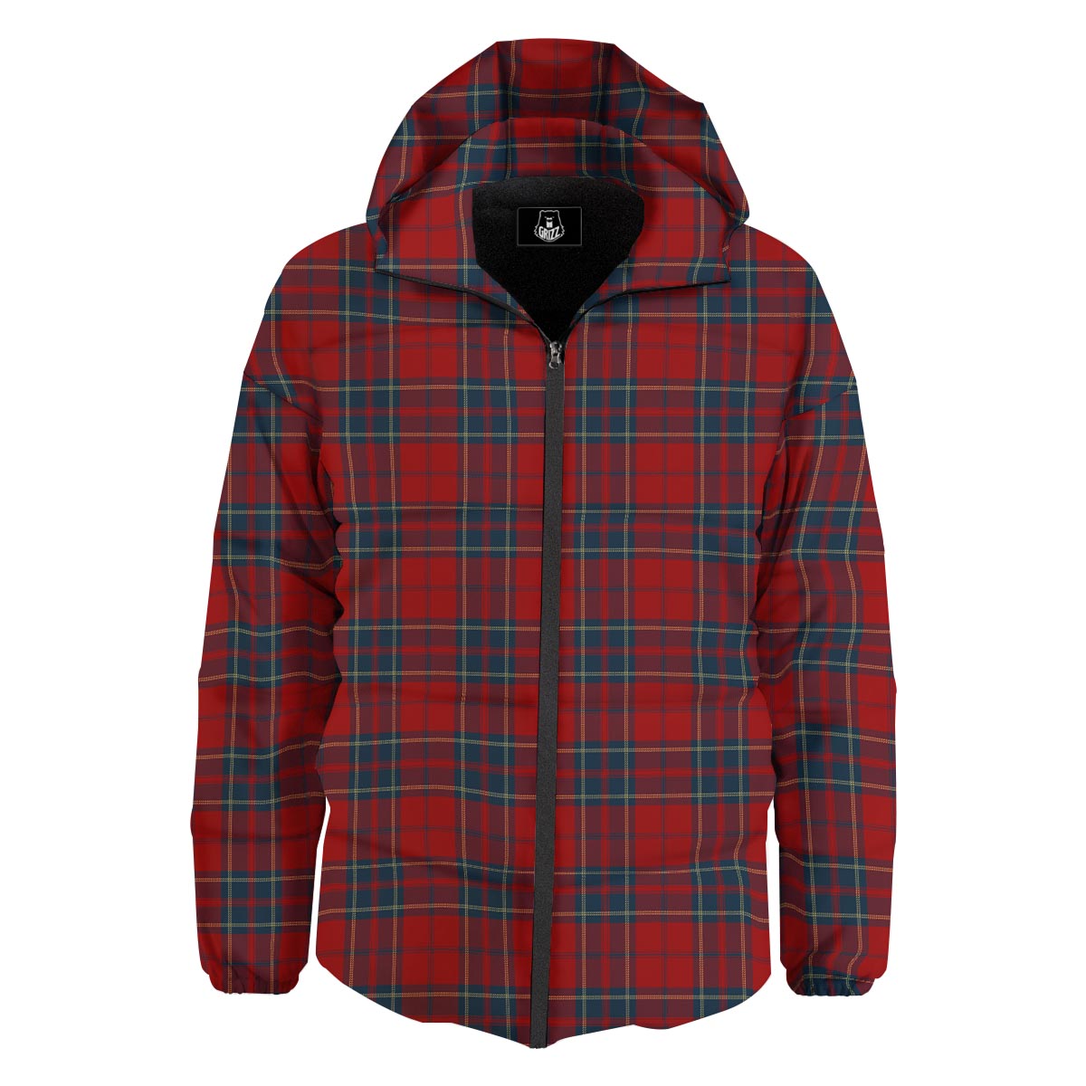 Tartan Scottish Red Print Pattern Down Jacket-grizzshop