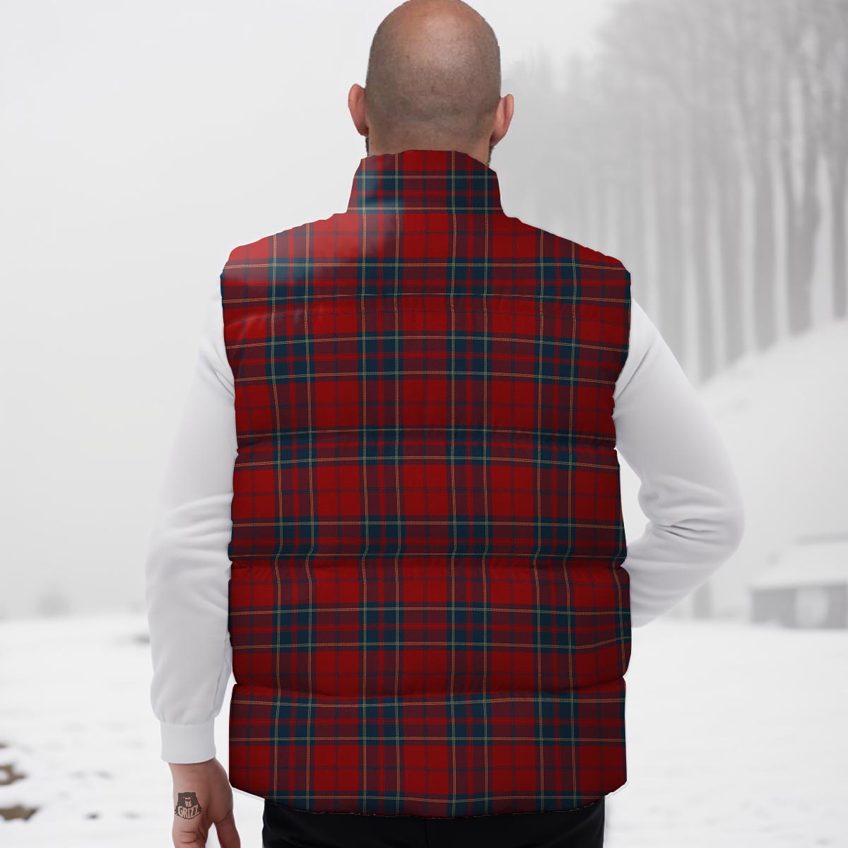 Tartan Scottish Red Print Pattern Down Vest