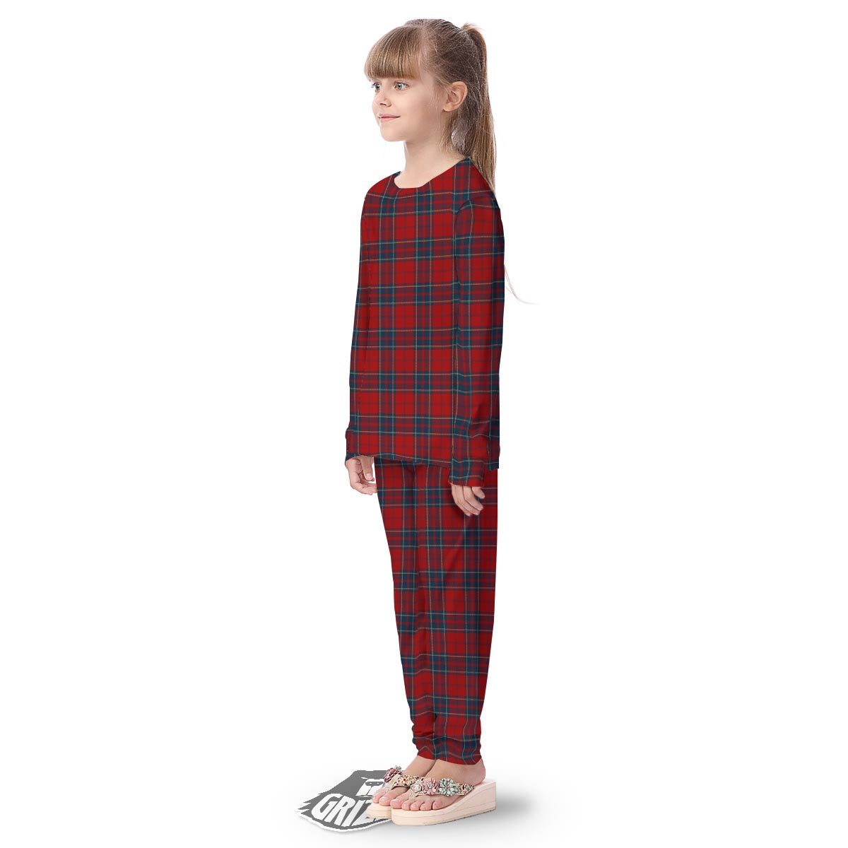 Tartan Scottish Red Print Pattern Kid's Pajamas-grizzshop