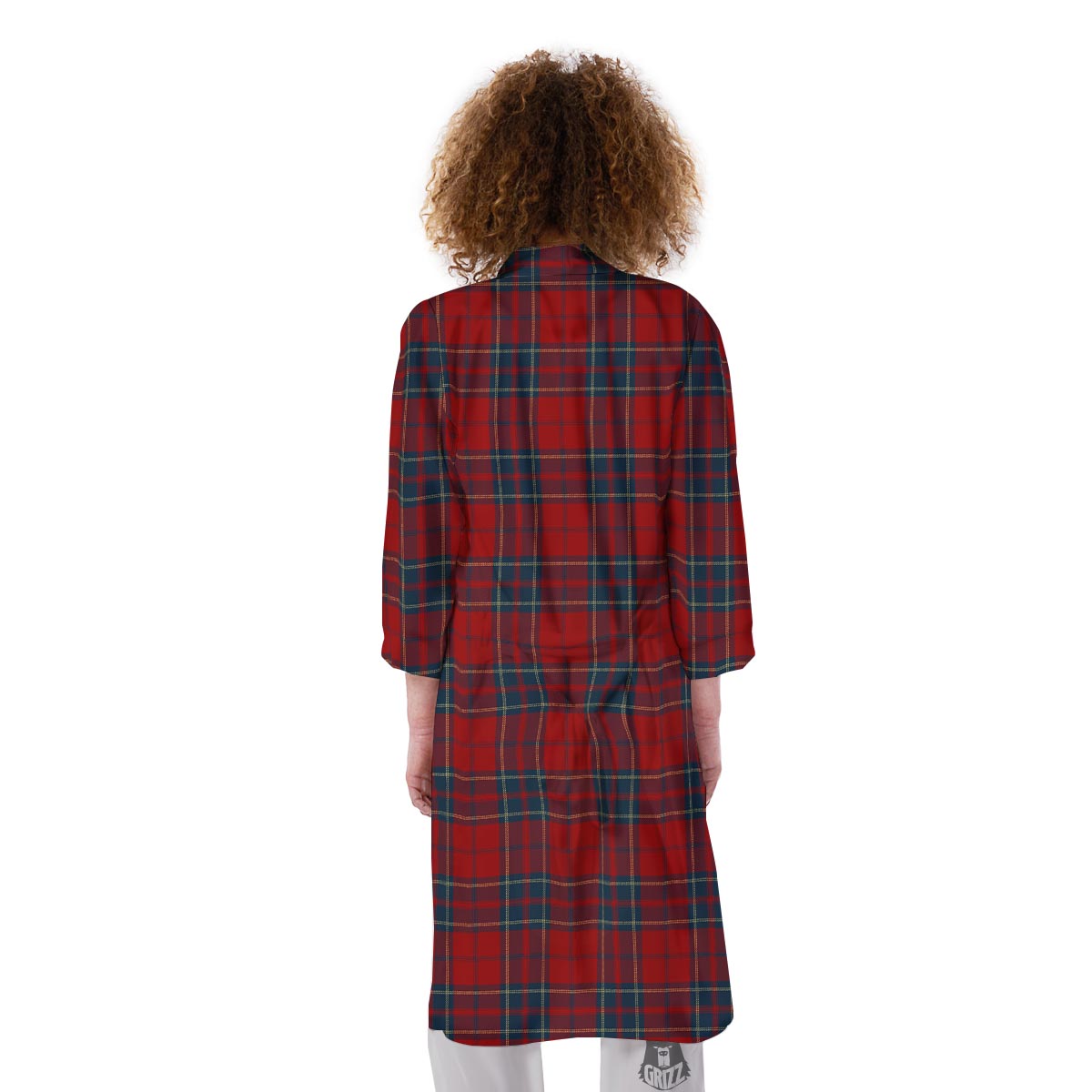 Tartan Scottish Red Print Pattern Kimono-grizzshop