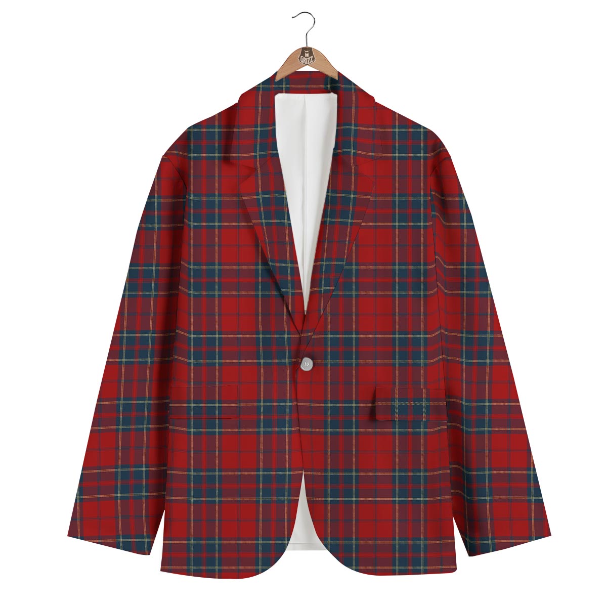 Tartan Scottish Red Print Pattern Men's Blazer-grizzshop