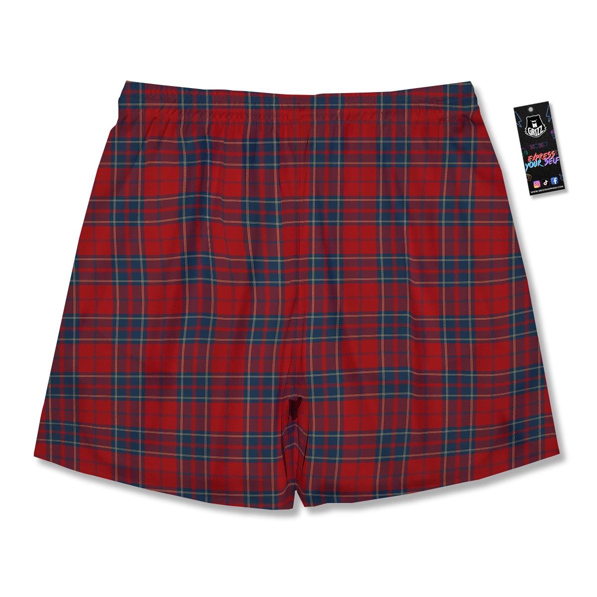 Tartan Scottish Red Print Pattern Men's Running Shorts-grizzshop