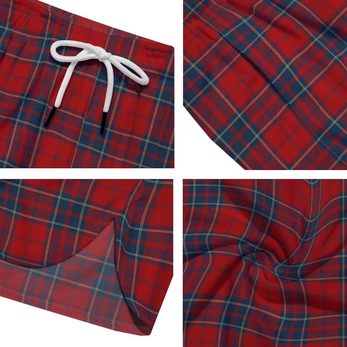 Tartan Scottish Red Print Pattern Men's Running Shorts-grizzshop