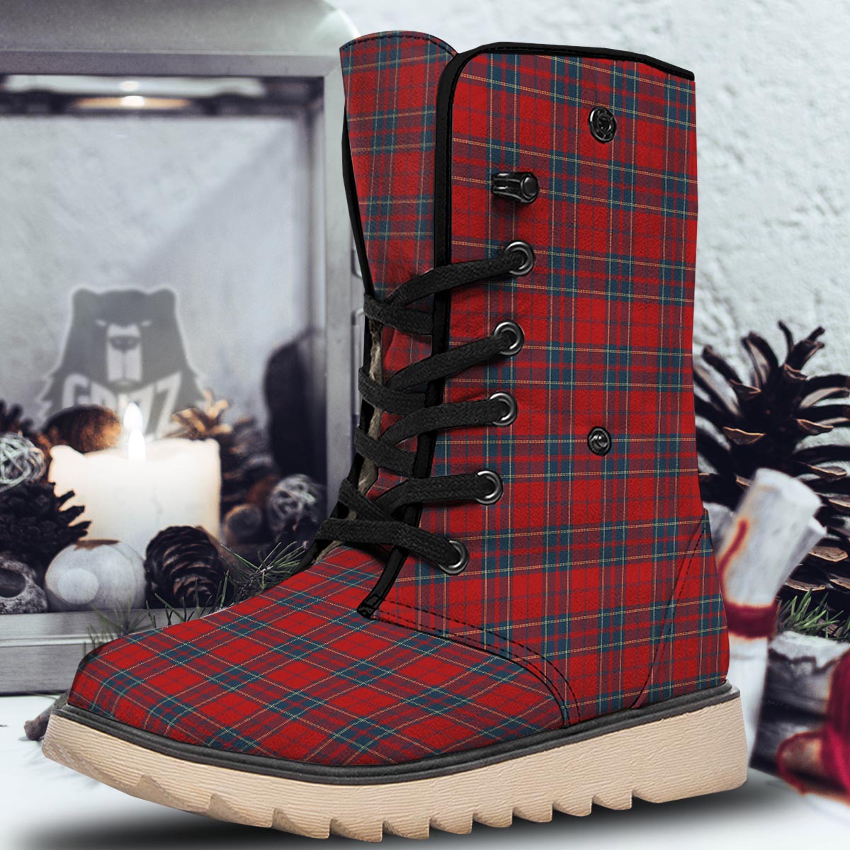 Tartan Scottish Red Print Pattern Snow Boots-grizzshop