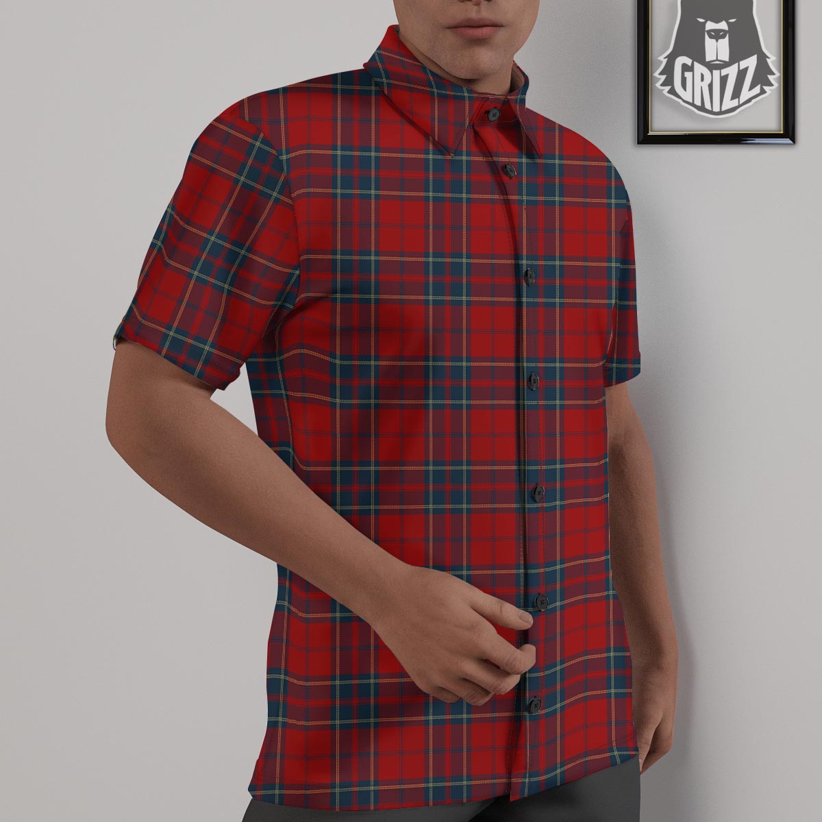 Tartan Scottish Red Print Pattern Untucked Shirts-grizzshop