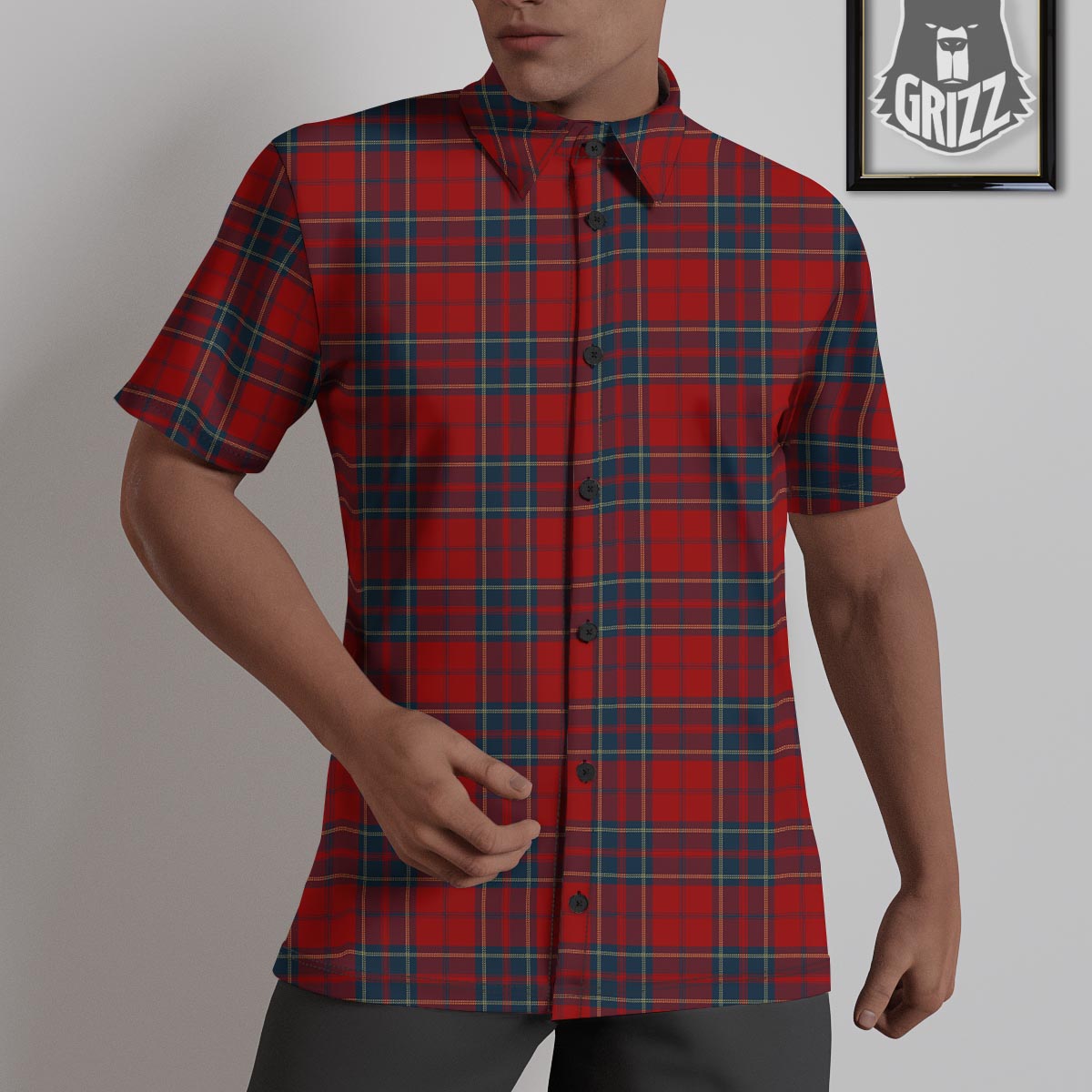 Tartan Scottish Red Print Pattern Untucked Shirts-grizzshop