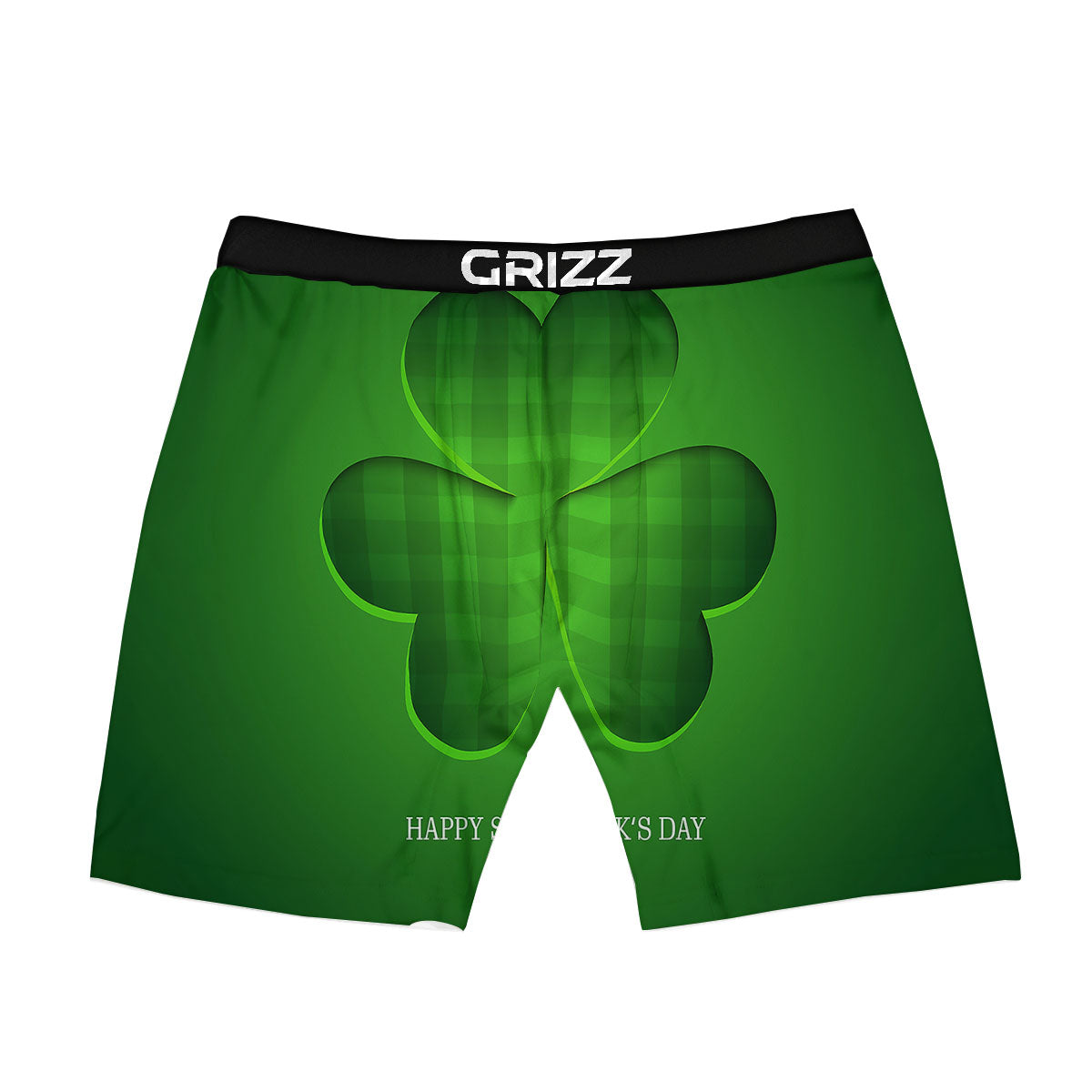 Tartan Shamrock Green Print Boxer Briefs-grizzshop