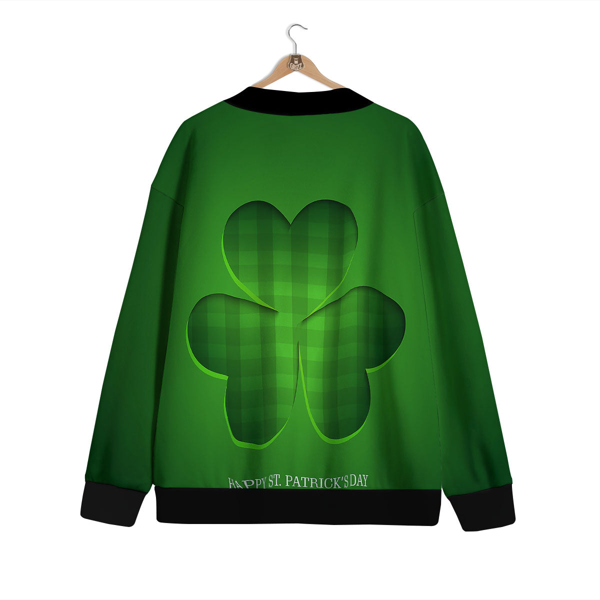 Tartan Shamrock Green Print Cardigan-grizzshop