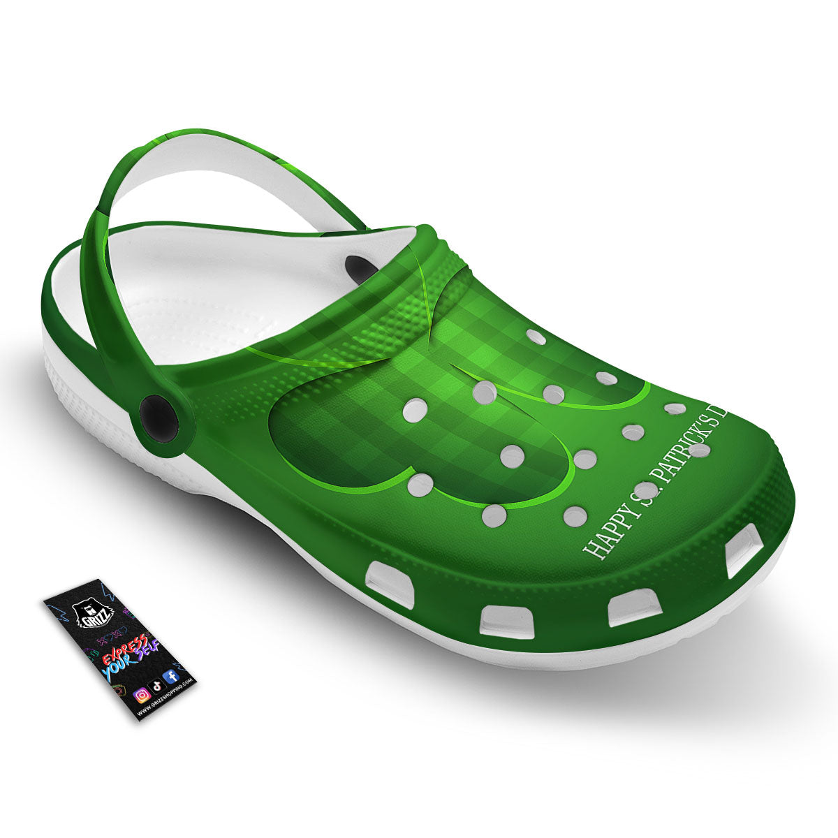 Tartan Shamrock Green Print Clog-grizzshop