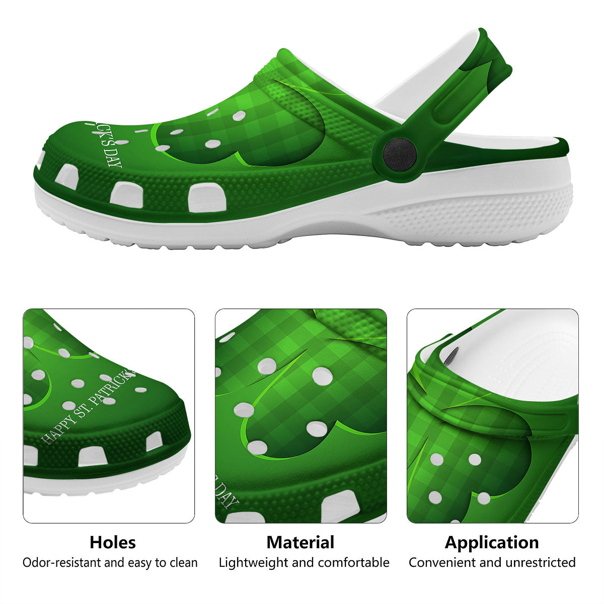 Tartan Shamrock Green Print Clog-grizzshop
