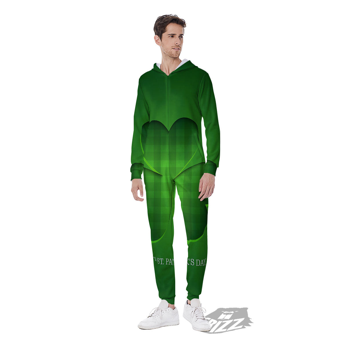 Tartan Shamrock Green Print Men's Jumpsuit-grizzshop