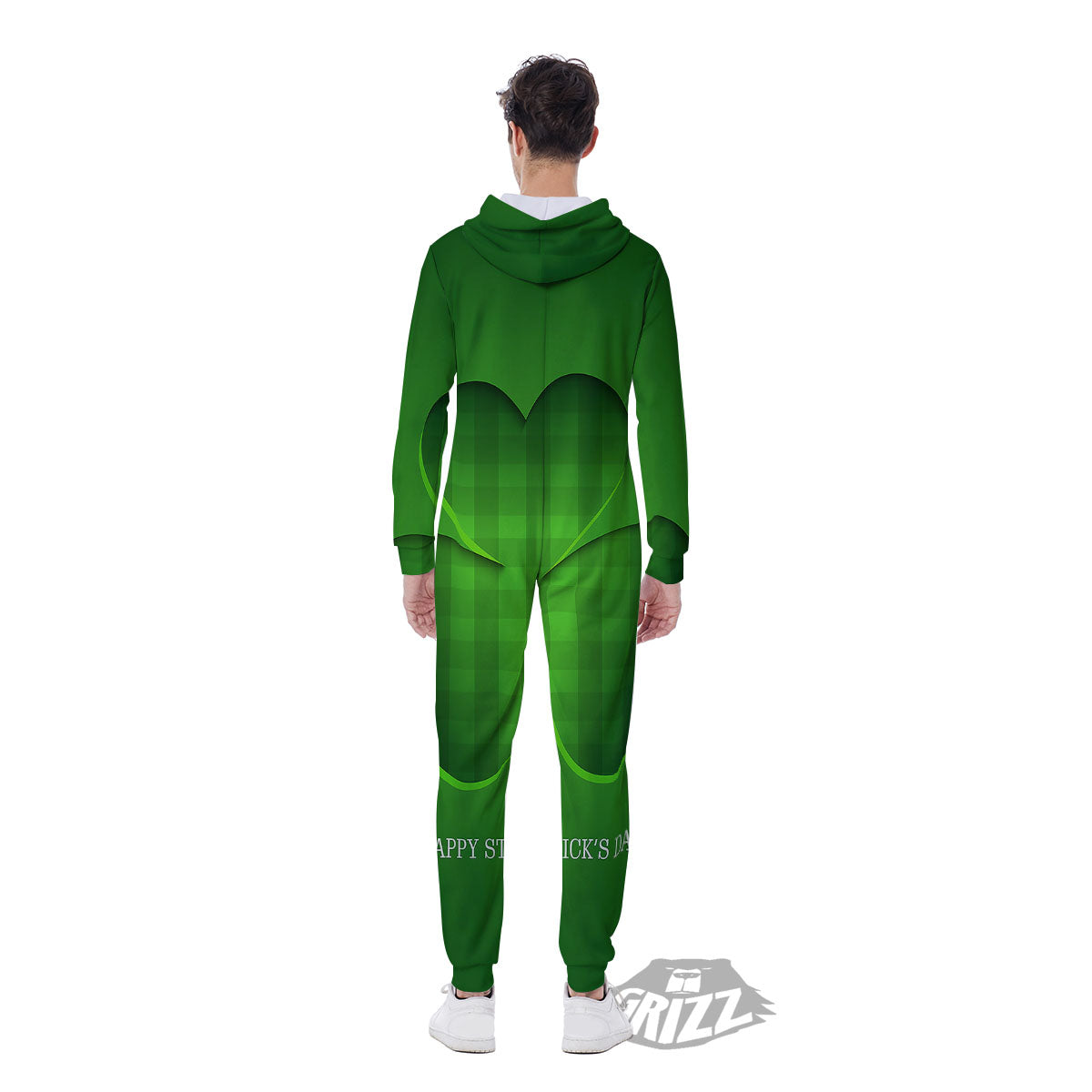 Tartan Shamrock Green Print Men's Jumpsuit-grizzshop
