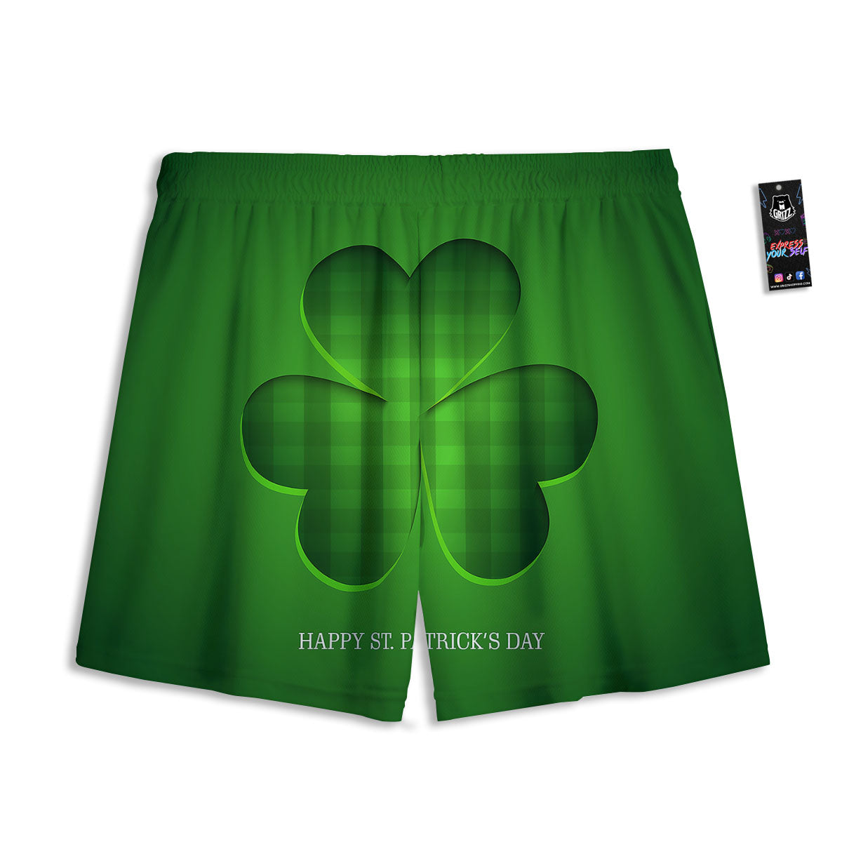 Tartan Shamrock Green Print Mesh Shorts