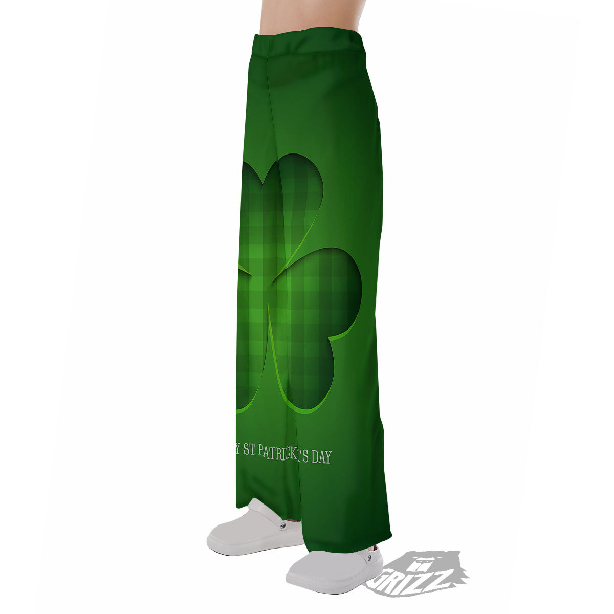 Tartan Shamrock Green Print Pajama Pants-grizzshop