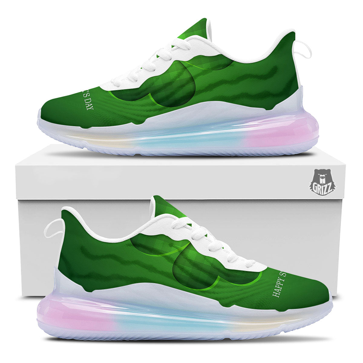 Tartan Shamrock Green Print Running Sneakers-grizzshop