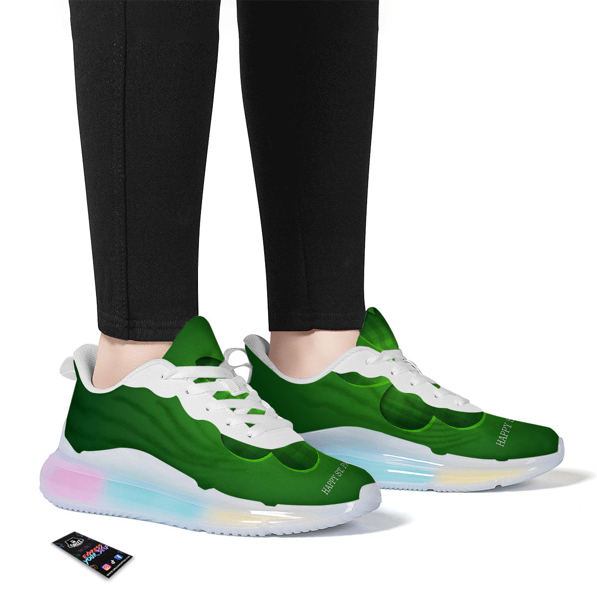 Tartan Shamrock Green Print Running Sneakers-grizzshop