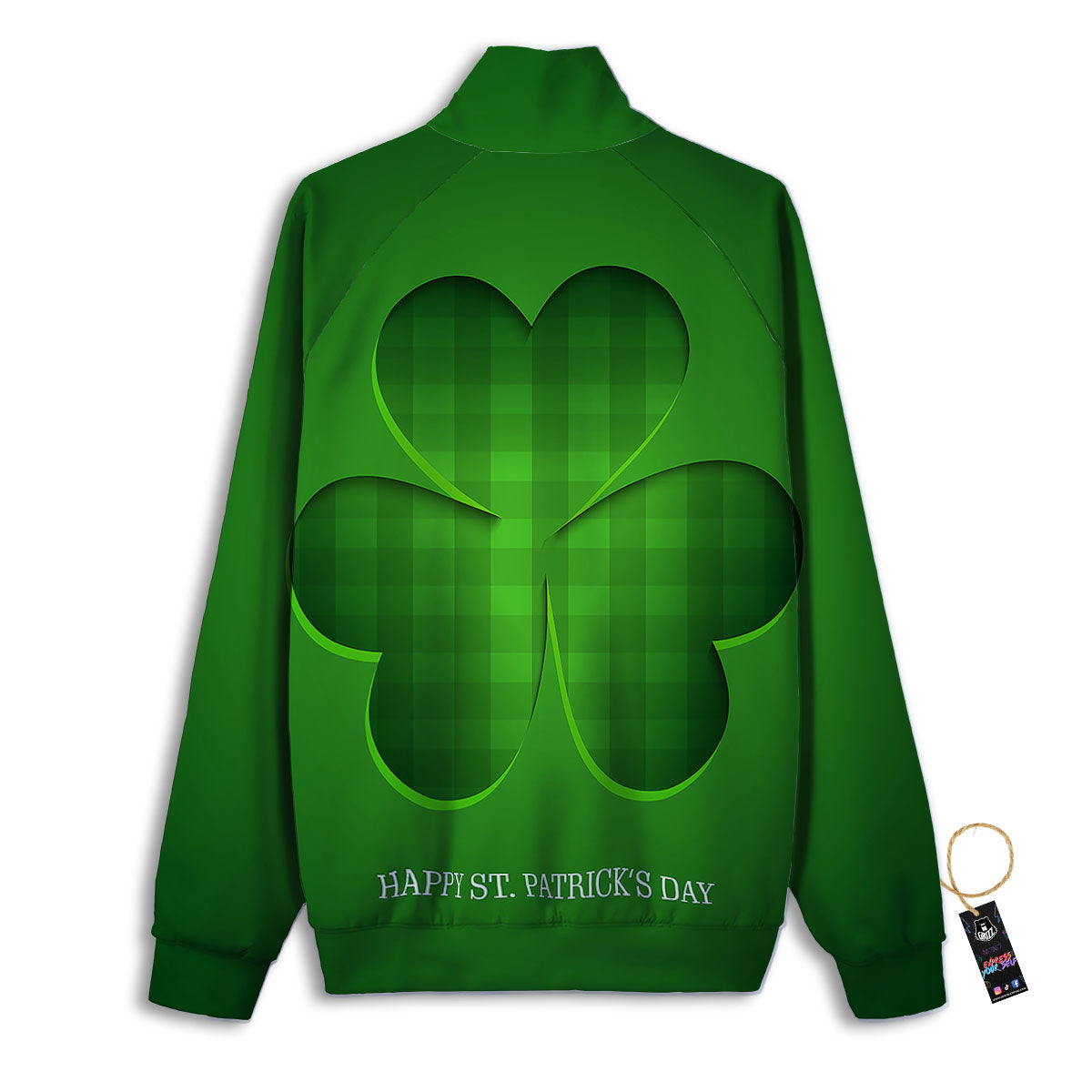 Tartan Shamrock Green Print Track Jacket-grizzshop
