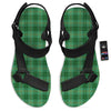 Tartan St. Patrick's Day Print Black Open Toe Sandals-grizzshop