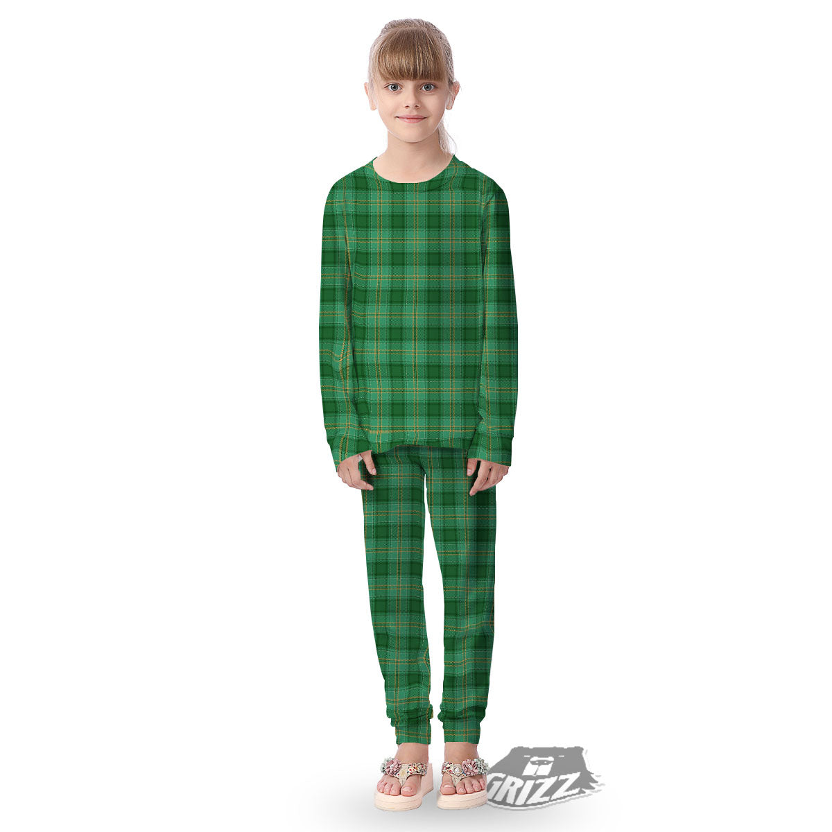 Tartan St. Patrick's Day Print Kid's Pajamas-grizzshop