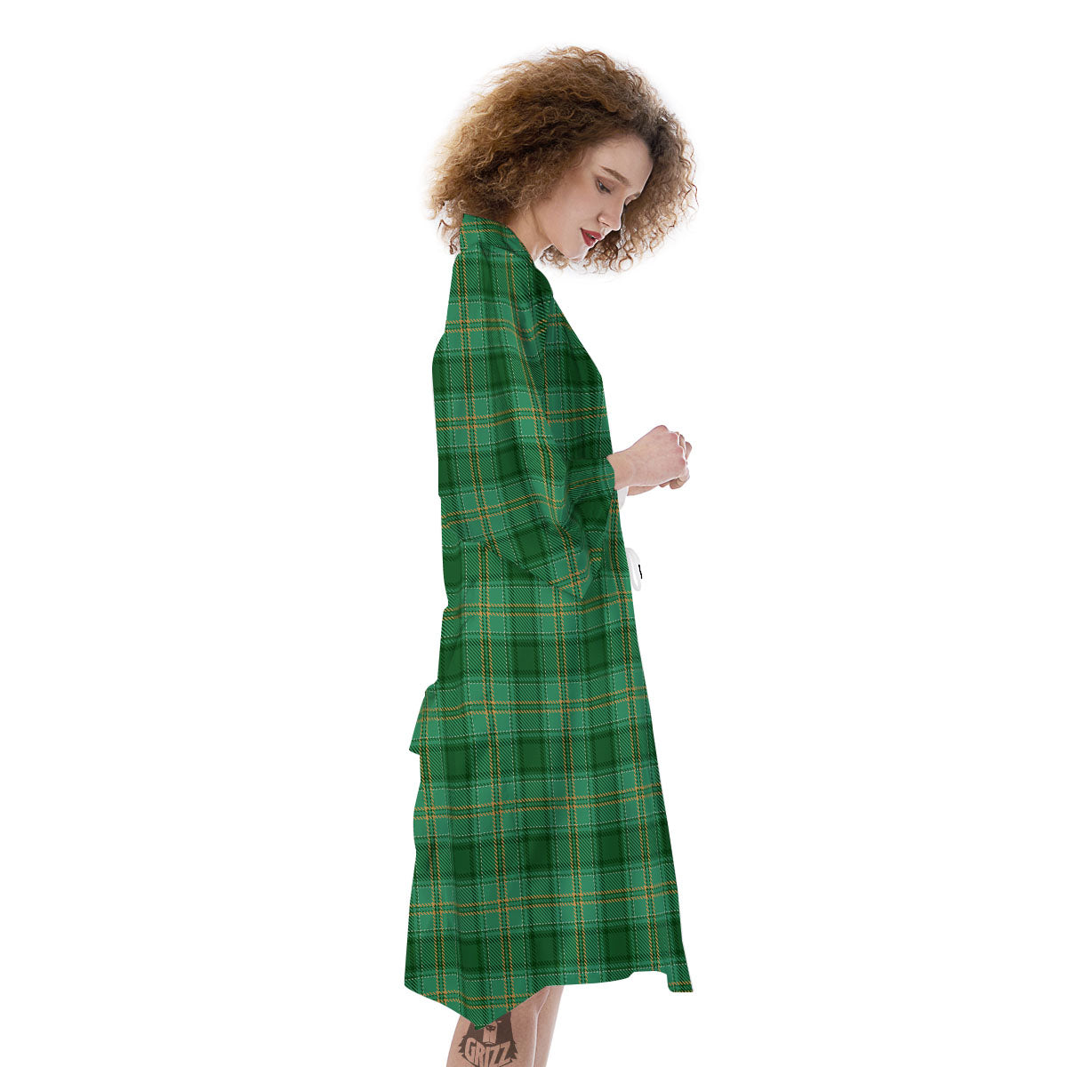 Tartan St. Patrick's Day Print Kimono-grizzshop