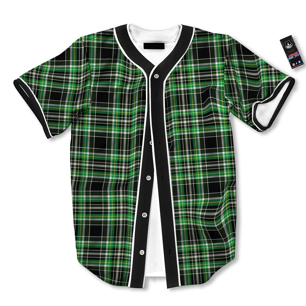 Tartan St. Patrick's Day Print Pattern Baseball Jersey-grizzshop