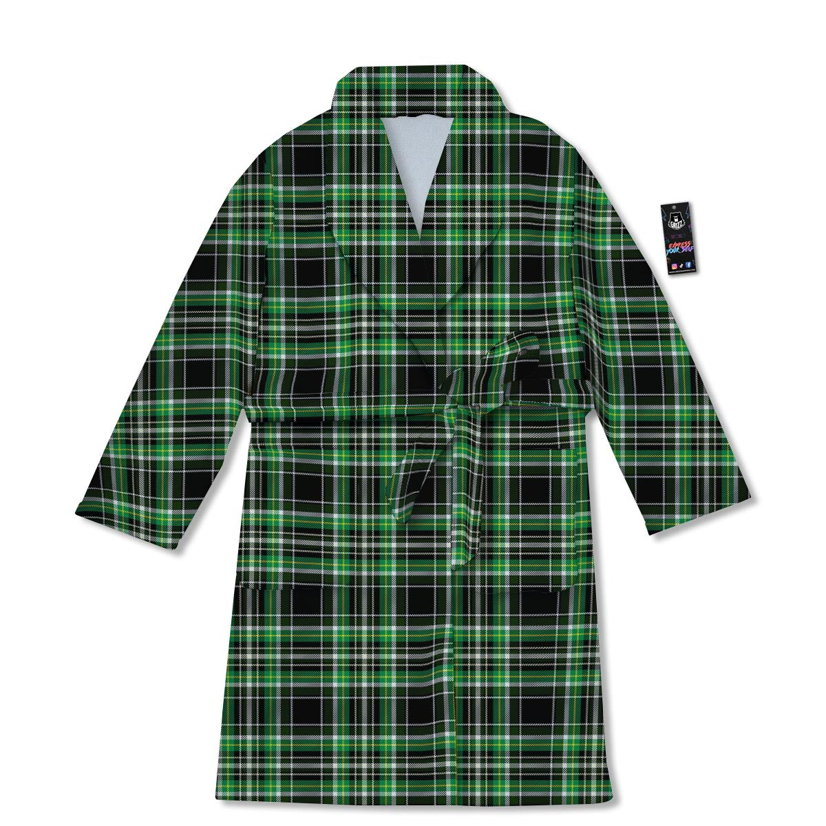 Tartan St. Patrick's Day Print Pattern Bathrobe-grizzshop