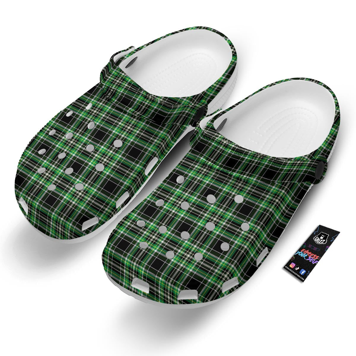 Tartan St. Patrick's Day Print Pattern Clog-grizzshop