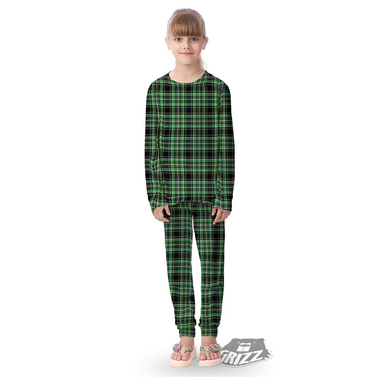 Tartan St. Patrick's Day Print Pattern Kid's Pajamas-grizzshop