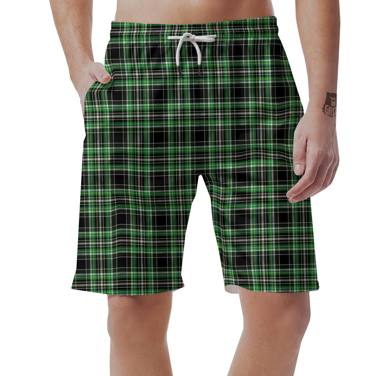 Tartan St. Patrick's Day Print Pattern Men's Shorts-grizzshop